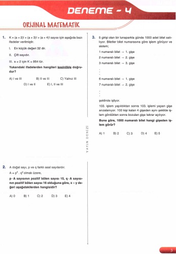 Yayın Denizi 10 AYT Matematik Deneme 4-B