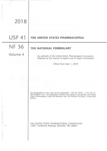 U.S. Pharmacopeia National Formulary 2018: USP 41 NF 36
