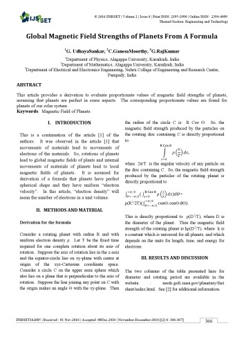 Global Magnetic Field Strengths of Planets From A Formula