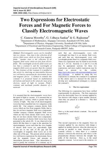 Two Expressions for Electrostatic Forces and For Magnetic Forces to Classify Electromagnetic Waves