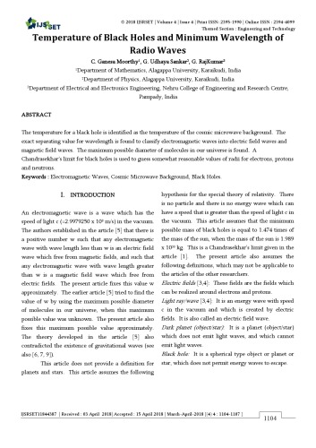 Temperature of Black Holes and Minimum Wavelength of Radio Waves