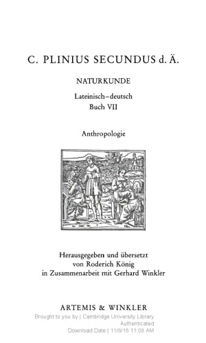 Plinius Secundus Historia Naturalis Liber VII Anthropologie