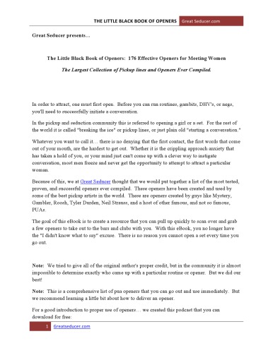 THE LITTLE BLACK BOOK OF OPENERS