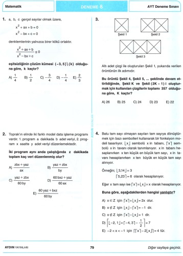 Aydın 10 AYT Matematik Deneme 8