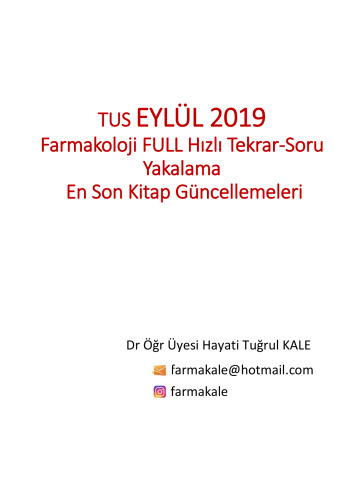 Farmakoloji Full Hızlı Tekrar- Soru Yakalama En Son Kitap Güncellemeleri