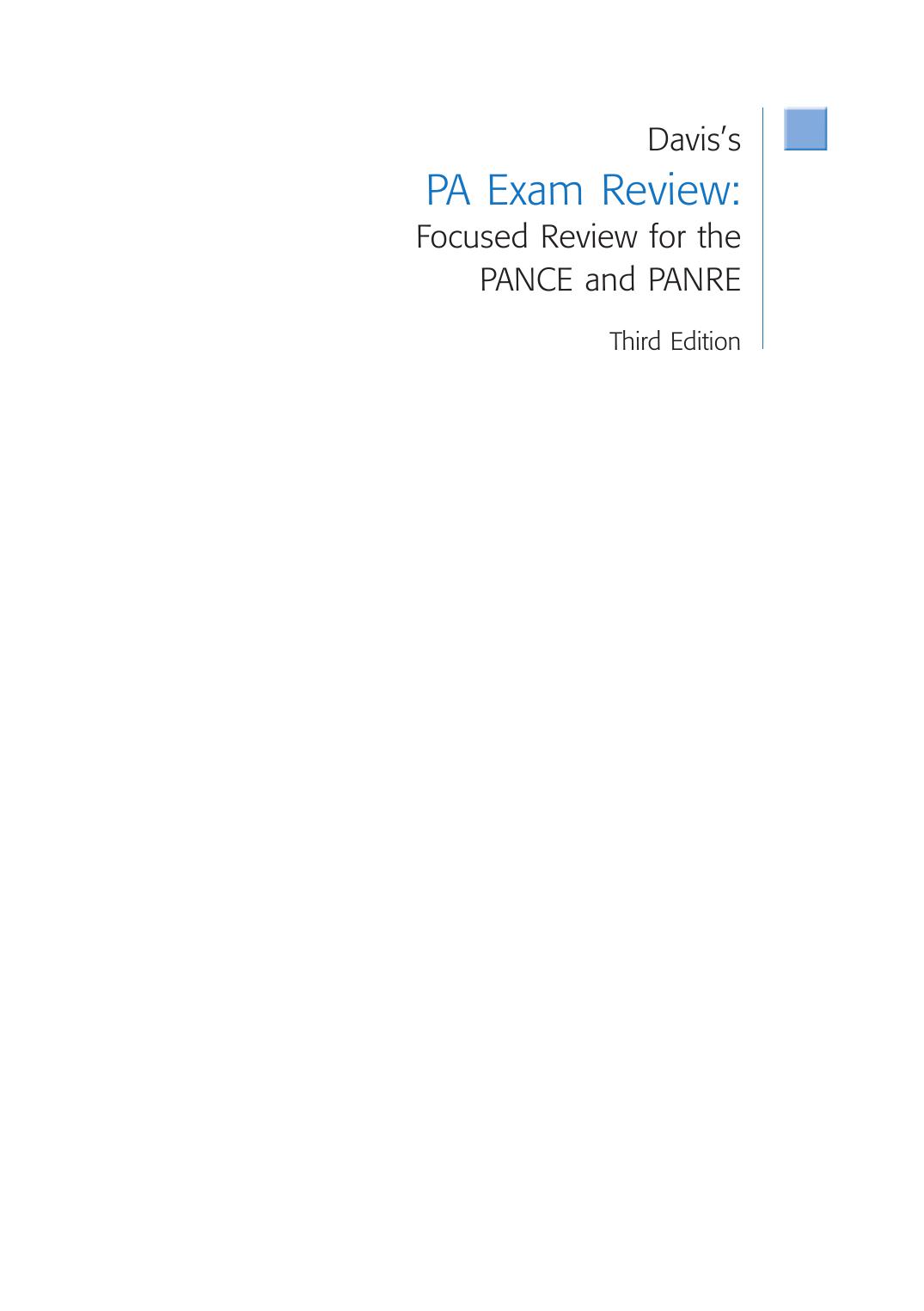 Davis’s Pa Exam Review: Focused Review for the Pance and Panre