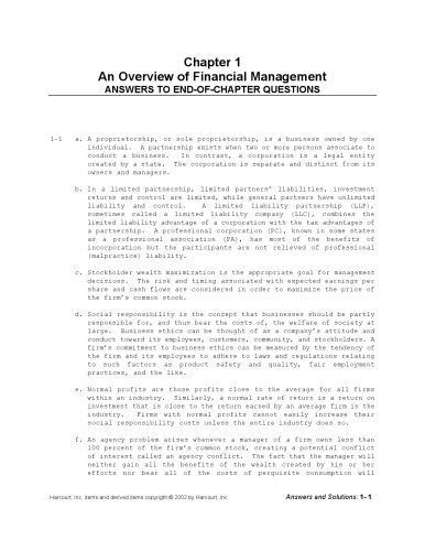 Financial management, theory and practice, 10th edition. Study guide