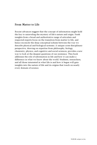 From Matter to Life: Information and Causality