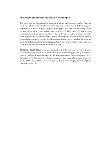 Foundations Of Radio For Scientists And Technologists