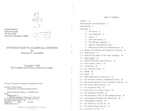 Introduction to classical Ethiopic (Ge’ez)