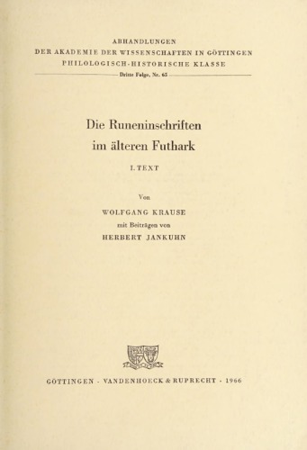 Die Runeninschriften im älteren Futhark. Bd. 1. Text