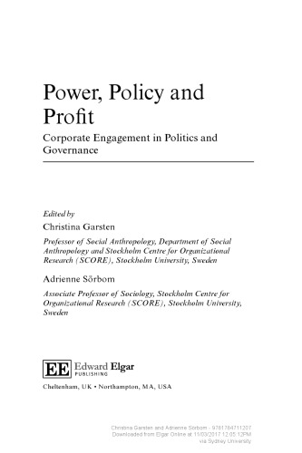 Power, Policy and Profit: Corporate Engagement in Politics and Governance