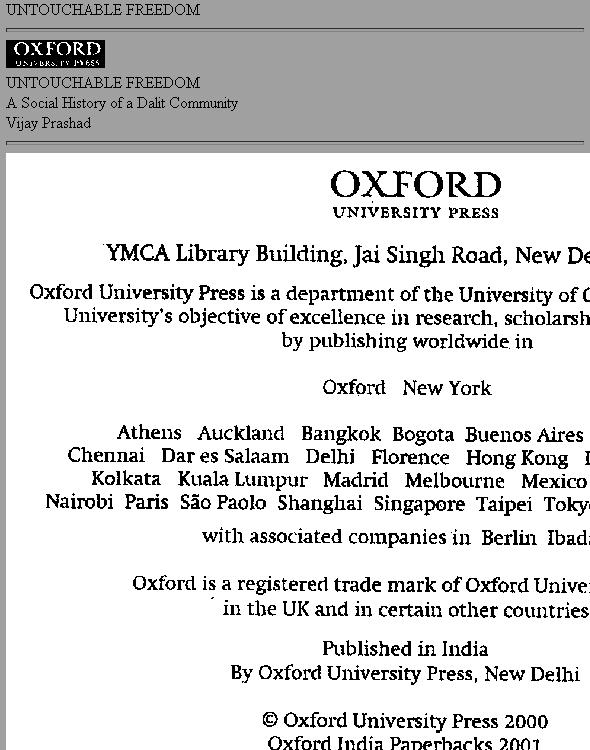 Untouchable Freedom: A Social History Of A Dalit Community