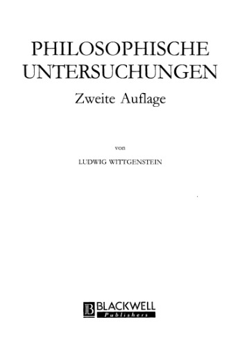Philosophical Investigations / Philosophische Untersuchungen