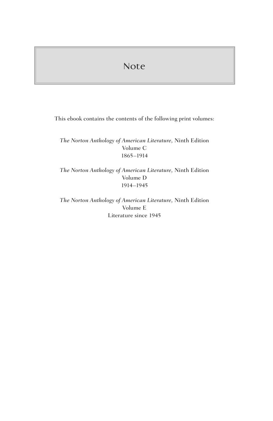 The Norton Anthology of American Literature, Volumes C, D, E