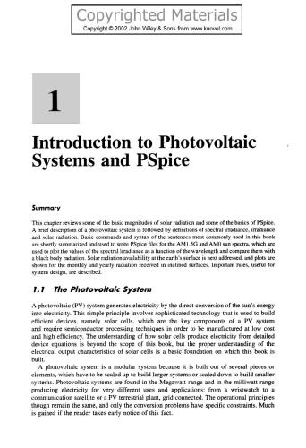 Modelling Photovoltaic Systems Using PSpice
