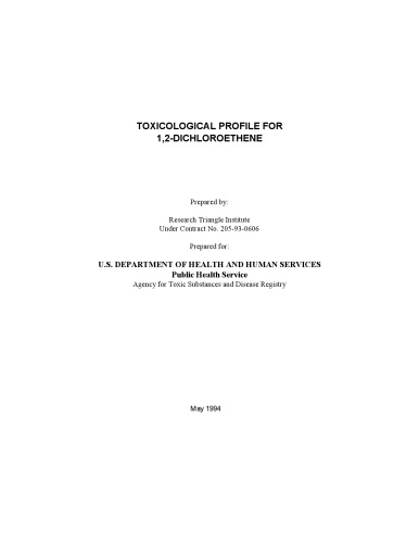 Toxicological profiles - 1,2-dichloroethene