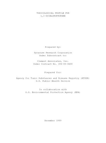 Toxicological profiles - 1,2-dichloropropane
