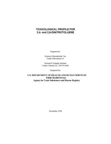 Toxicological profiles - 2,4- and 2,6-dinitrotoluene