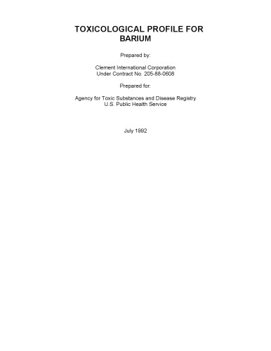 Toxicological profiles - Barium
