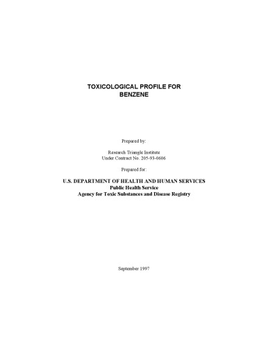 Toxicological profiles - Benzene