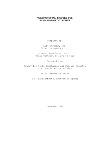 Toxicological profiles - Bis(chloromethyl)ether