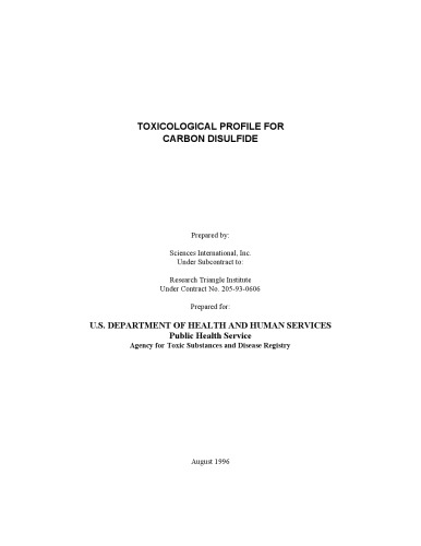 Toxicological profiles - Carbon disulfide