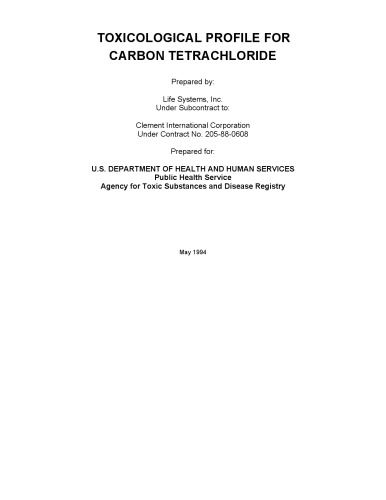 Toxicological profiles - Carbon tetrachloride