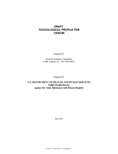 Toxicological profiles - Cesium