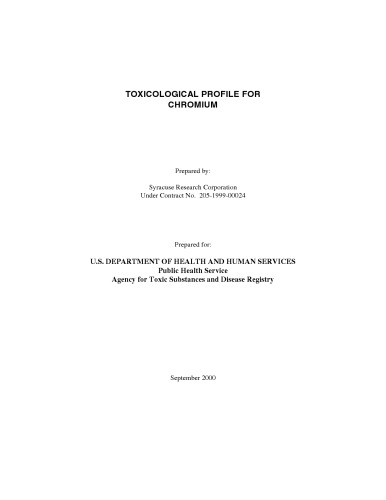 Toxicological profiles - Chromium