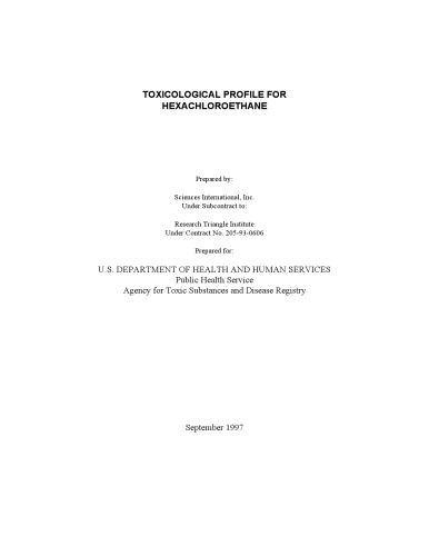 Toxicological profiles - Hexachloroethane