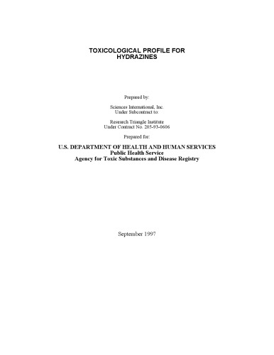 Toxicological profiles - Hydrazines