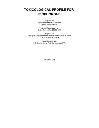 Toxicological profiles - Isophorone