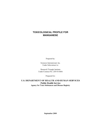 Toxicological profiles - Manganese
