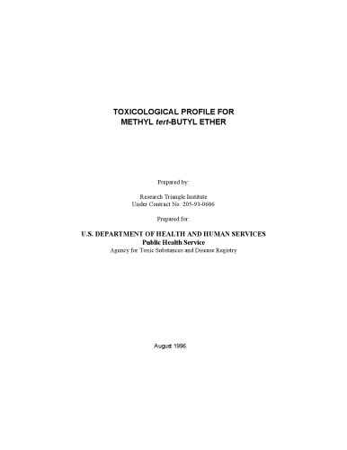 Toxicological profiles - Methyl tert-butyl ether