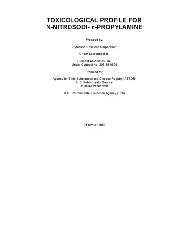 Toxicological profiles - N-nitrosodi- N-propylamine