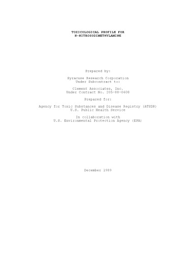 Toxicological profiles - N-nitrosodimethylamine