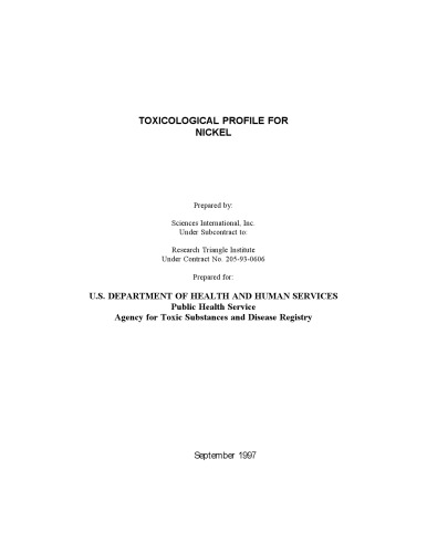 Toxicological profiles - Nickel