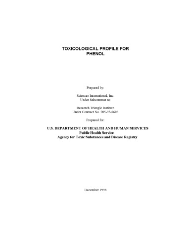 Toxicological profiles - Phenol