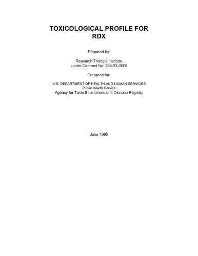 Toxicological profiles - Rdx