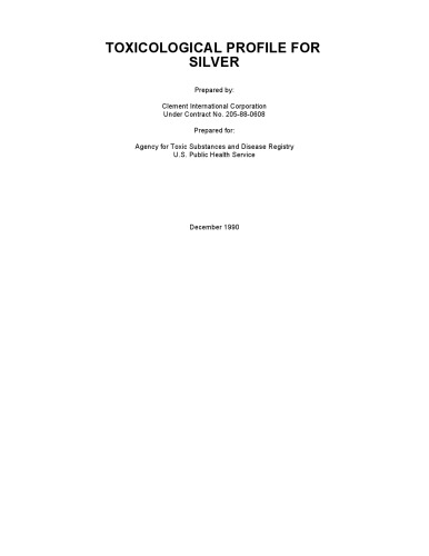 Toxicological profiles - Silver