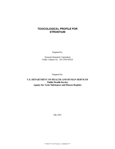 Toxicological profiles - Strontium
