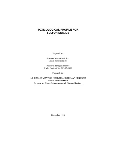 Toxicological profiles - Sulfdio