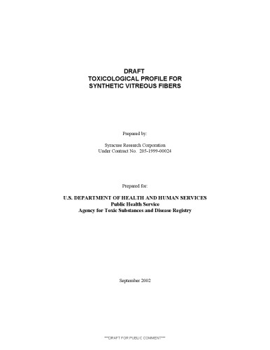 Toxicological profiles - Synthetic Vitreous Fibers