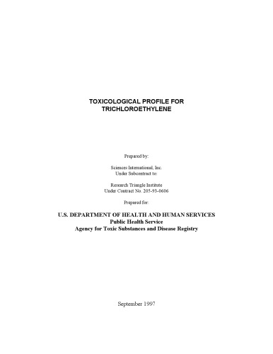 Toxicological profiles - Trichloroethylene