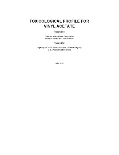 Toxicological profiles - Vinyl Acetate