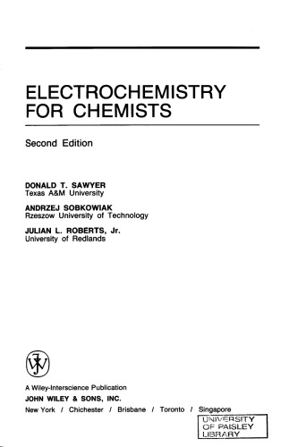 Electrochemistry for Chemists