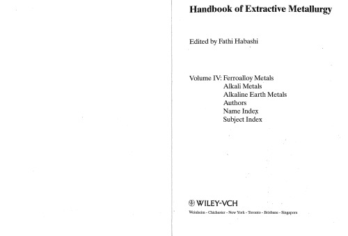 handbook of extractive metallurgy