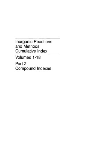 Inorganic Reactions and Methods Compound Index