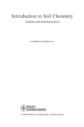 Introduction to soil chemistry: analysis and instrumentation